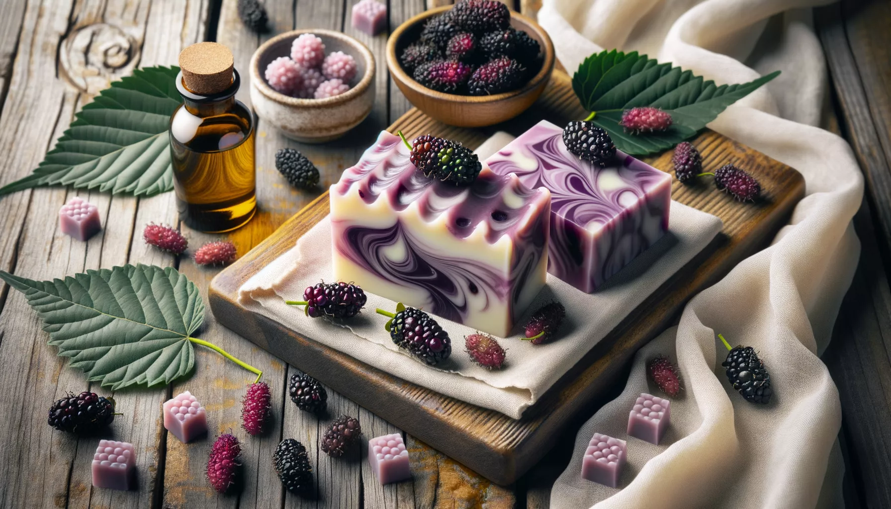 Натуральное мыло ручной работы с маслом и экстрактами шелковицы